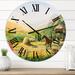 East Urban Home Morning Sun In The Mountains w/ Horse - Farmhouse wall clock Metal in White | 23 H x 23 W x 1 D in | Wayfair