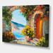 East Urban Home House Near the Sea Colorful Flowers Summer Seas - Painting on Canvas Metal in Blue/Brown | 24 H x 32 W x 1 D in | Wayfair