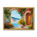 East Urban Home House Near the Sea Colorful Flowers Summer Seas - Painting on Canvas Metal in Blue/Brown | 24 H x 32 W x 1 D in | Wayfair