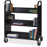 Lorell Fortress Double-Sided Book Cart Metal in Black/Brown | 46.3 H x 38 W x 18 D in | Wayfair LLR99931