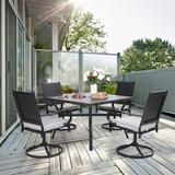 Lark Manor™ Alyah Patio Dining Swivel Rattan ChairsSet Of 4 in Black | 38.5 H x 23.5 W x 22 D in | Wayfair 3BDB18DD205946FCAC94C31065CE6C0B