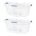 Rubbermaid Commercial Products Rubbermaid 2.1 Bushel Small Hip-Hugger Portable Plastic Laundry Basket Plastic in Blue | Wayfair 2 x FG299587WHTRB