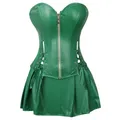 Robe Corset gothique en Faux cuir Sexy Bustier Basque Mini jupe Sexy fermeture éclair sur le