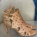 Jessica Simpson Shoes | Jessica Simpson Tan Leather Cage Sandal Heels | Color: Cream/Tan | Size: 8.5