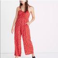 Madewell Pants & Jumpsuits | Madewell Red Floral Jumpsuit | Color: Red | Size: 00