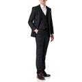 Mens 3 Piece Suit Herringbone Tweed Navy Blue Check Retro Tailored Fit[SUIT-X6680-3-NAVY-48]