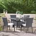 Ebern Designs Koontz 4 - Person 37.5" Long Outdoor Dining Set w/ Cushion Wicker/Rattan | 28.5 H x 37.5 W x 37.5 D in | Wayfair BAYI8378 40774559