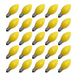 Action Lighting 00001 - C7 130 volt Candelabra Screw Base Ceramic Yellow (25 pack) Christmas Light Bulbs