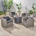 Nolan Outdoor 4 Piece Club Chair Set with Round Fire Pit by Christopher Knight Home