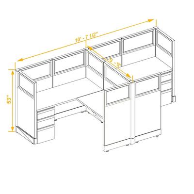 Glass Office Cubicles 53H 2pack Cluster Unpowered