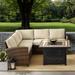 Crosley Bradenton 4-Piece Outdoor Wicker Seating Set With Sand Cushions - 85.75 "W x 85.75 "D x 32.5 "H