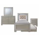 Silver Orchid Odette Glamour Youth Twin Platform w/ Trundle 4-piece Bedroom Set