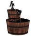 2 Tiers Outdoor Wooden Barrel Waterfall Fountain with Pump - : 17.5" x 23.0" (dia. x h)