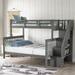 Nestfair Twin-Over-Full Stairway Bunk Bed with Storage and Guard Rail