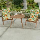 21" x 38" Multicolor Floral Outdoor Chair Cushion with Ties and Loop