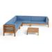 Oana Outdoor 7-seater Acacia Wood Sectional Sofa Set by Christopher Knight Home