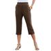 Plus Size Women's Soft Knit Capri Pant by Roaman's in Chocolate (Size 4X) Pull On Elastic Waist