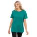 Plus Size Women's Thermal Short-Sleeve Satin-Trim Tee by Woman Within in Waterfall (Size 5X) Shirt