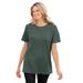 Plus Size Women's Thermal Short-Sleeve Satin-Trim Tee by Woman Within in Pine (Size 2X) Shirt