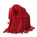 Battilo Home Soft Throw Blanket Warm & Knitted Blankets with Decorative Fringe Lightweight for Bed o by Battilo Home in Red (Size 52" X 80")