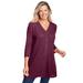 Plus Size Women's Thermal Button-Front Tunic by Woman Within in Deep Claret (Size 18/20)