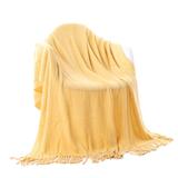Battilo Home Cable Knit Woven Luxury Throw Blanket With Tasseled Ends, 50"x60" by Battilo Home in Yellow (Size 50" X 60")
