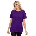 Plus Size Women's Thermal Short-Sleeve Satin-Trim Tee by Woman Within in Radiant Purple (Size L) Shirt