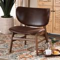 Baxton Studio Marcos Mid-Century Modern Dark Brown Faux Leather Effect and Walnut Brown Finished Wood Living Room Accent Chair - Wholesale Interiors WM5002-Dark Brown/Walnut-CC