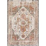 Gray/White 120 x 0.31 in Area Rug - Charlton Home® Gulbranson Traditional Medallion Power Loom Performance Beige Rug Polypropylene | Wayfair