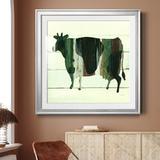 August Grove® Woodgrain Cow - Picture Frame Painting Print on Paper in Green | 34.5 H x 34.5 W x 1.5 D in | Wayfair