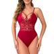 Buitifo Damen Sexy Body EIN Stück Babydoll Dessous Spitze Teddy Negligee(Red,M)