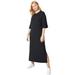 Plus Size Women's Rib-Knit Maxi Tee Dress by ellos in Black (Size 30/32)