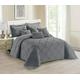 THL 3 Piece Border Quilted Bedspread Comforter with Pillowsham Beautiful Design Pair Cushion Covers (Grey, SuperKing)