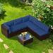 Costway 6PCS Patio Rattan Furniture Set Cushioned Sofa Coffee Table