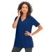 Plus Size Women's V-Neck Ultimate Tee by Roaman's in Evening Blue (Size 2X) 100% Cotton T-Shirt