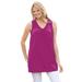 Plus Size Women's Perfect Sleeveless Shirred V-Neck Tunic by Woman Within in Raspberry (Size L)