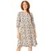 Plus Size Women's Keyhole A-line Dress by ellos in Light Beige Floral (Size 14/16)