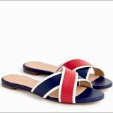 J. Crew Shoes | Jcrew Cora Slide Sandals Nwt Size 7.5 Navy Stripe | Color: Blue/Red | Size: 7.5