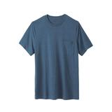 Men's Big & Tall Shrink-Less™ Lightweight Longer-Length Crewneck Pocket T-Shirt by KingSize in Heather Slate Blue (Size 9XL)