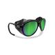 BERTONI Polarized Sunglasses for Mountain Hiking Trekking Glacier Snow mod. CORTINA Italy Shiny Black (Smoke Polarized Lenses/Green Mirror)