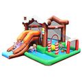 COSTWAY Kids Bouncy Castle, Inflatable Bounce House with Tunnel, Long Slide, Climbing Wall, Ball Pit and Basketball Hoop, Indoor Outdoor Playhouse Bouncer (without Blower)