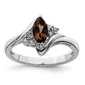 925 Sterling Silver Diamond and Smoky Quartz Ring Size L 1/2 Measures 2mm Wide Jewelry Gifts for Women
