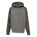 Independent Trading Co. PRM15YSB Youth Special Blend Raglan Hooded Sweatshirt in Nickel Heather/Forest Greenuflage size XS | Cotton/Polyester PRM15YSBC