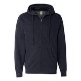 Independent Trading Co. SS4500Z Midweight Full-Zip Hooded Sweatshirt in Classic Navy Blue Heather size XL | Cotton/Polyester Blend SS450Z