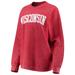 Women's Pressbox Red Wisconsin Badgers Comfy Cord Vintage Wash Basic Arch Pullover Sweatshirt
