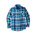 Men's Big & Tall Plaid Flannel Shirt by KingSize in Teal Plaid (Size XL)