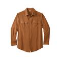 Men's Big & Tall Solid Double-Brushed Flannel Shirt by KingSize in Ginger (Size 5XL)