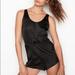 Victoria's Secret Intimates & Sleepwear | Last One Nwt Rare! Victoria’s Secret: Xs Satin Black Romper | Color: Black | Size: Xs