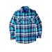 Men's Big & Tall Plaid Flannel Shirt by KingSize in Teal Plaid (Size 2XL)