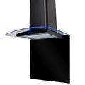 SIA CPTE61BL 60cm Black Curved Glass Edge Lit Cooker Hood Extractor Fan And SPC60BL Toughened Glass Splashback